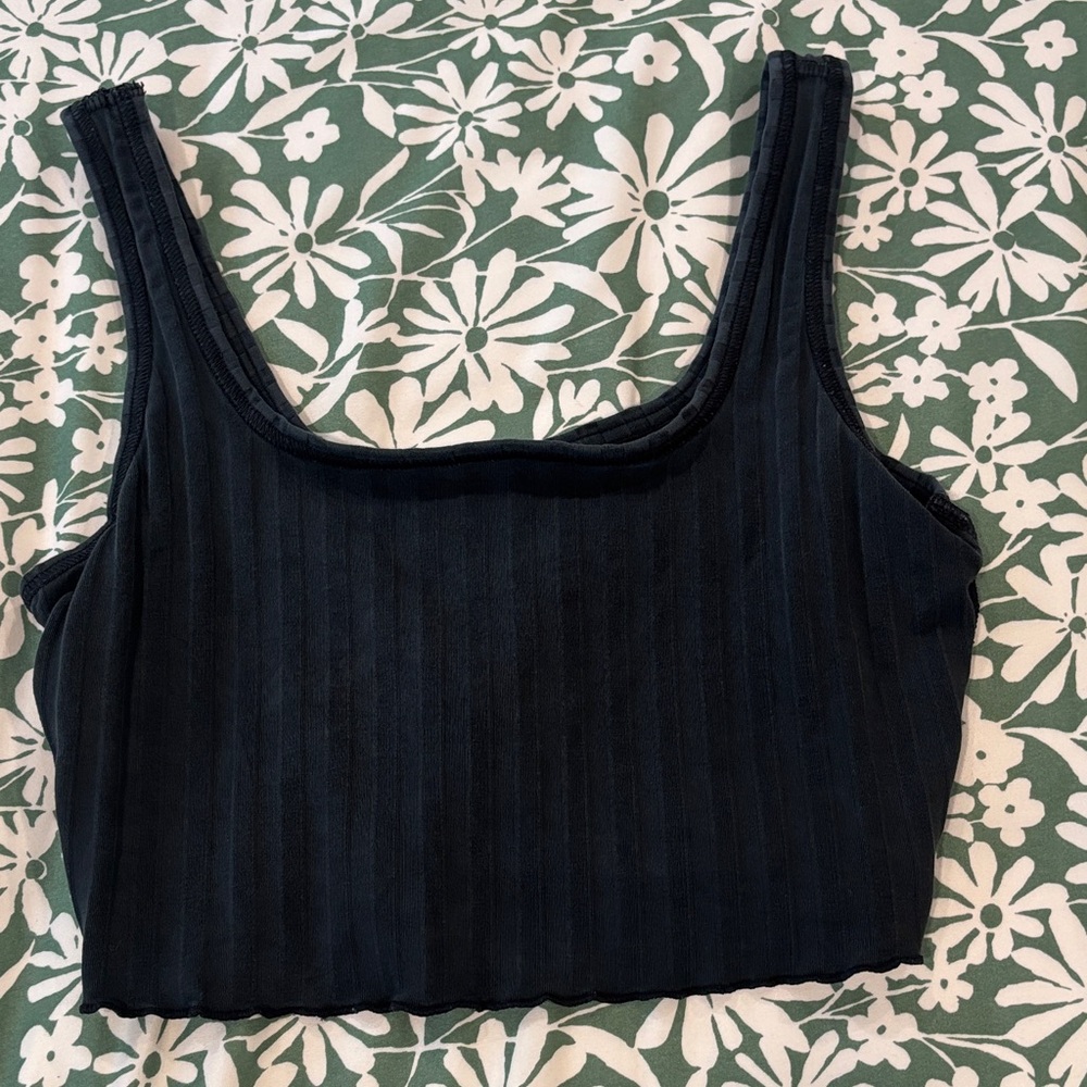 Aerie Black Ribbed Tank Top